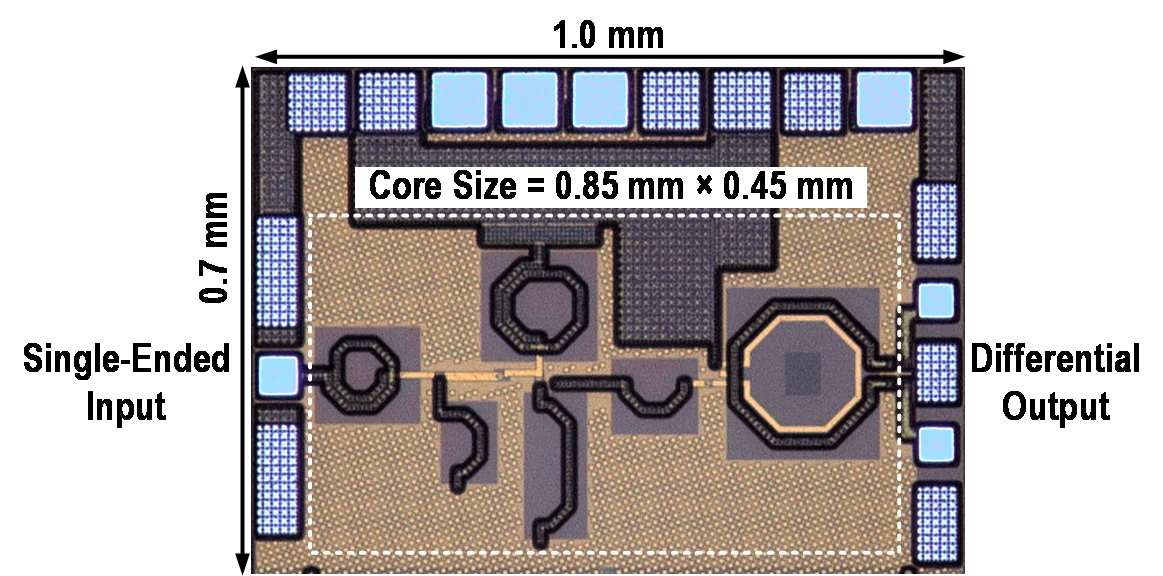 27-46GHz Broadband LNA die photograph