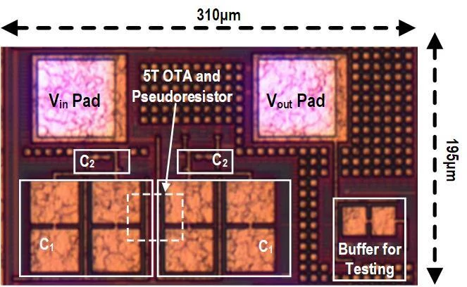 Pseudo-Resistor with Leakage Current Self-Compensation for Biopotential Amplifier die photograph