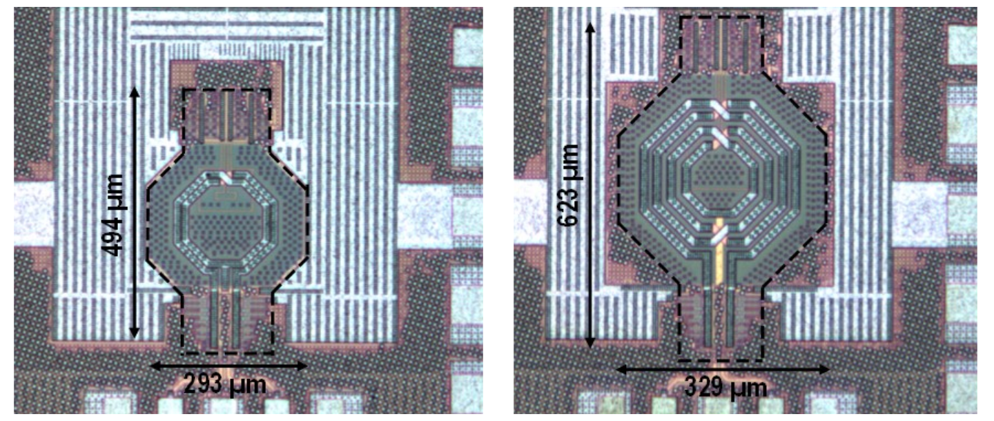 Original two-turn and four-turn main-tank chip cores fabricated for AdreamDCO