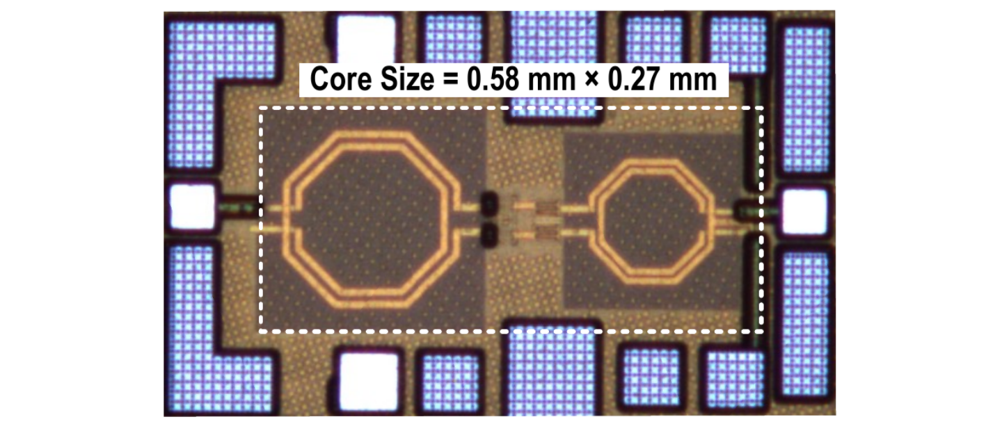 Original PA die micrograph in GlobalFoundries 45-nm CMOS SOI from IMS 2024 Fig. 4(a)